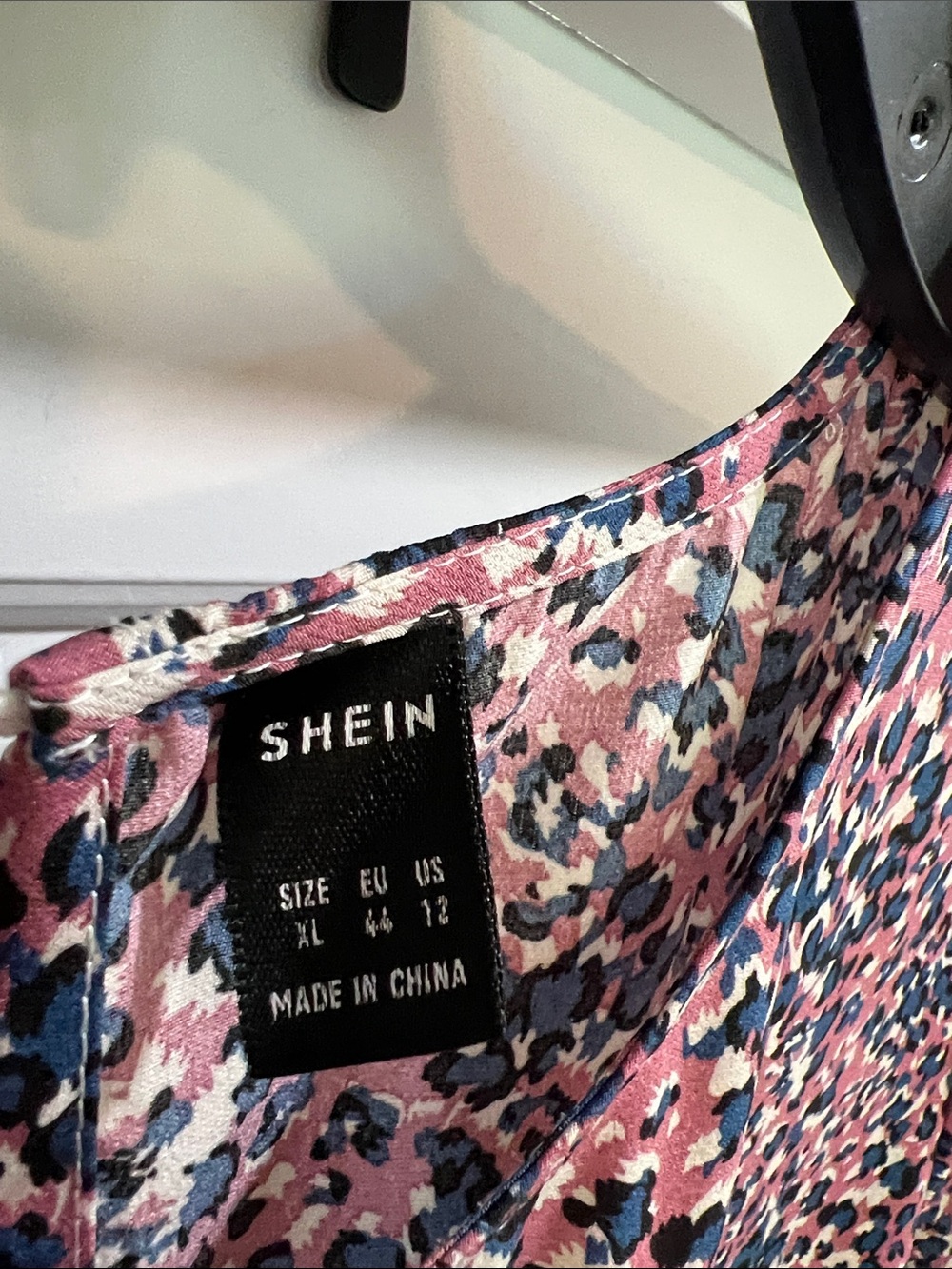 SHEIN Pink and Navy Floral Tiered Mini Dress - Picture 2 of 4